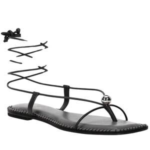 Antonio Melani The Style Bungalow Clarke Leather Stud Ankle Wrap Black Sandals 5